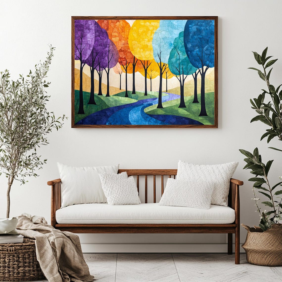Vibrant Forest Art Print Vibrant Wall Art Colorful Abstract Forest Painting Modern Landscape Impressionist - Image 2