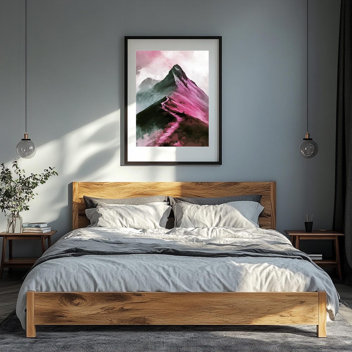 Abstract Mountain Artwork Colorful Wall Art Abstract Art Large Wall Art Pink Mountains Illustration Living Room Print Scenery Art - Image 4