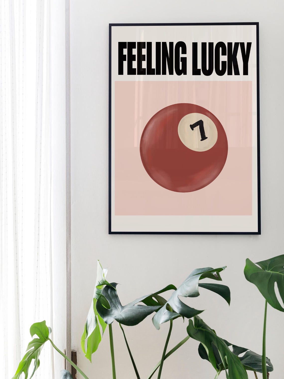 Feeling Lucky Pink Pool 7 Ball Pop Art Dorm Decor Wall Poster