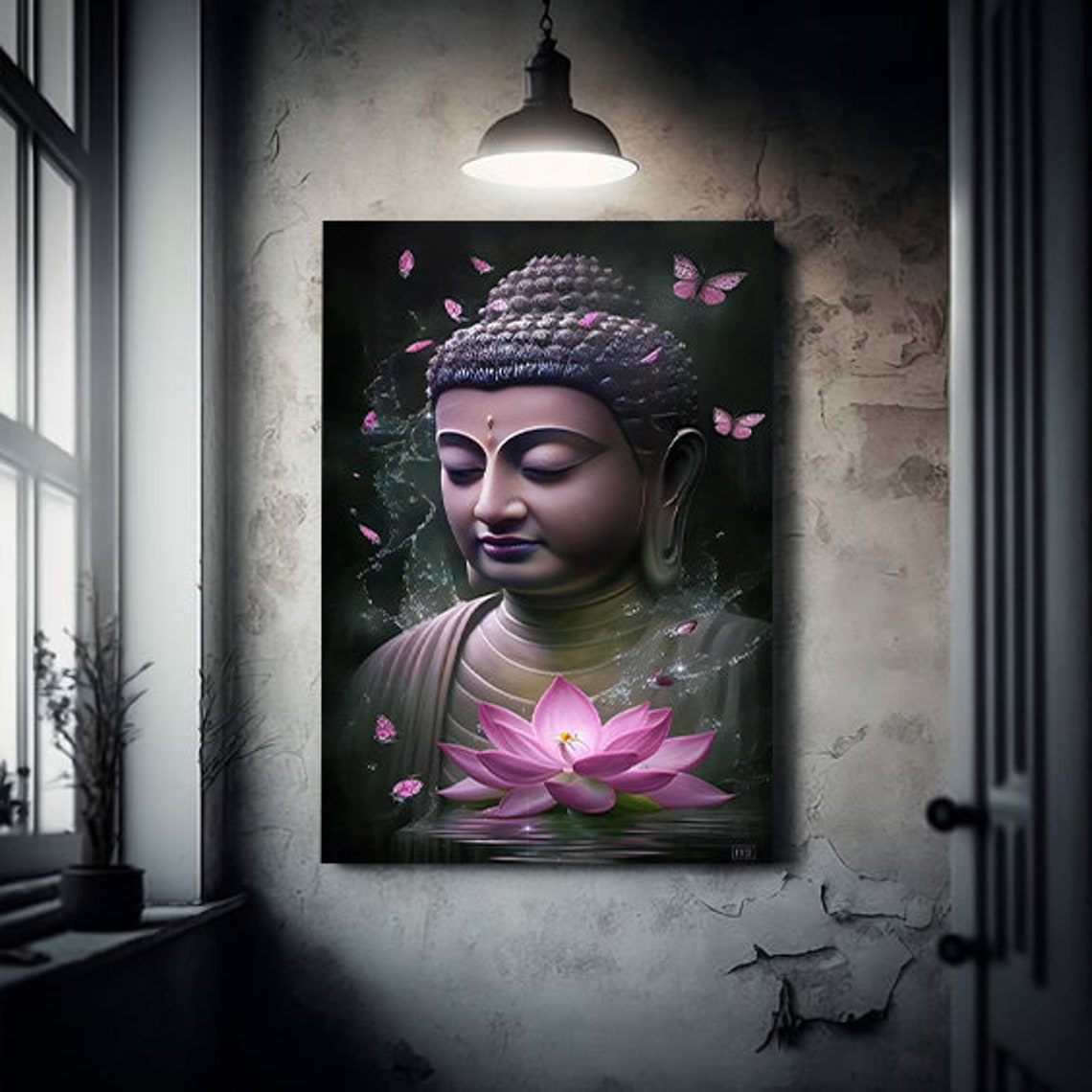 Buddha Print Butterfly Buddha Modern Buddha Ready To Hang - Image 3