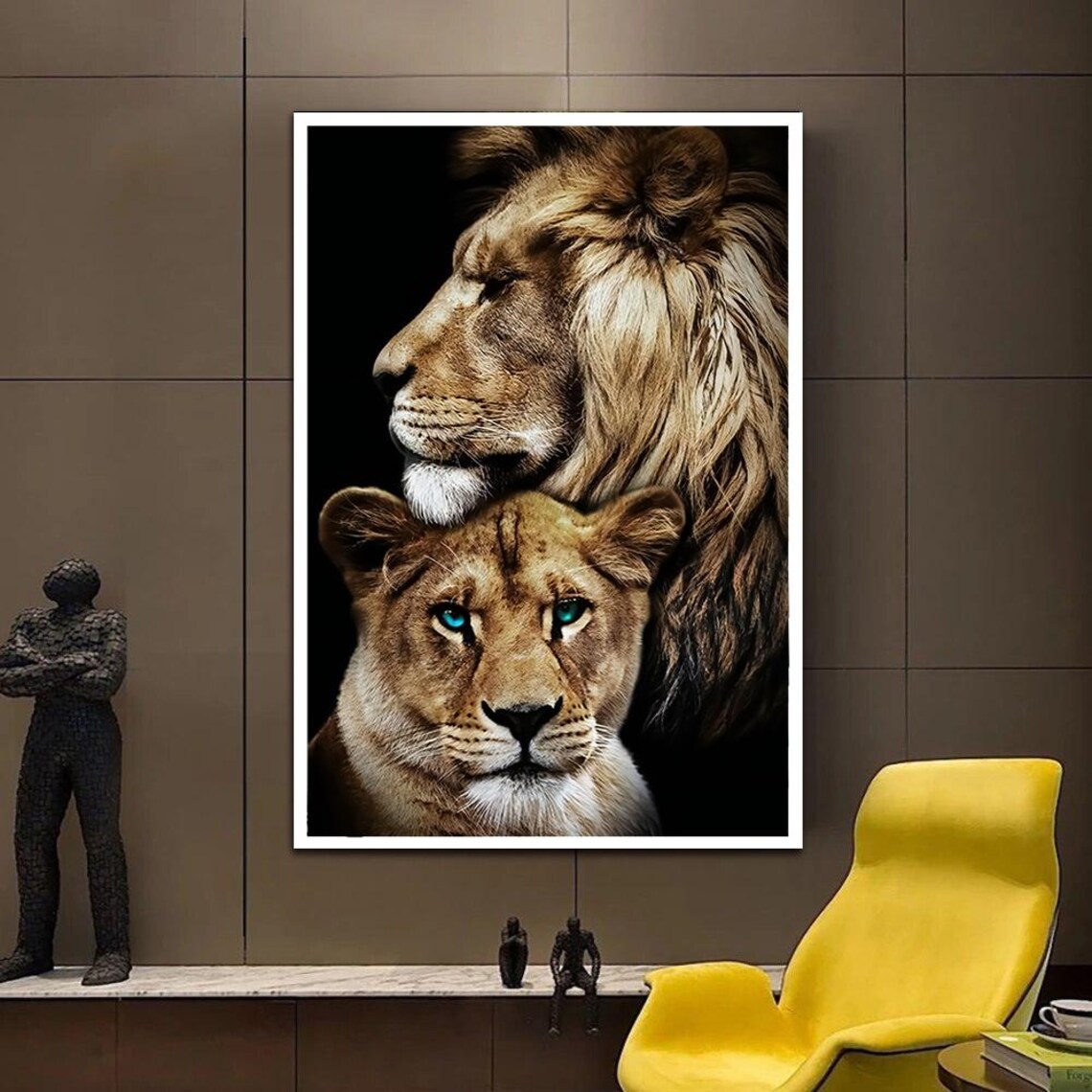 Majestic Lion and Lioness Regal Wildlife Portrait Photography Poster - Image 3