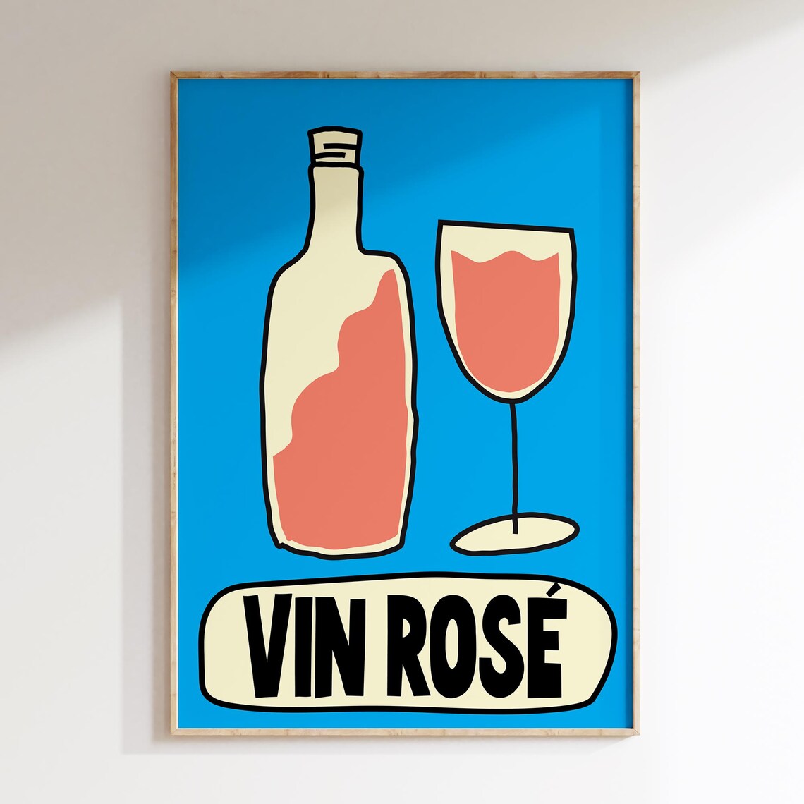 Vin Ros Poster Kitchen Wall Deco Modern Print Dinning Illustration