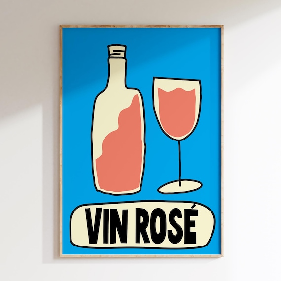 Vin Ros Poster Kitchen Wall Deco Modern Print Dinning Illustration