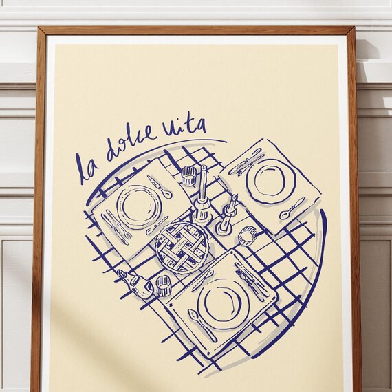 La Dolce Vita Italian Dinner Table Setting Party Kitchen Poster