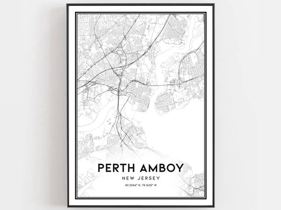 Perth Amboy Map Print, New Jersey Street Decor