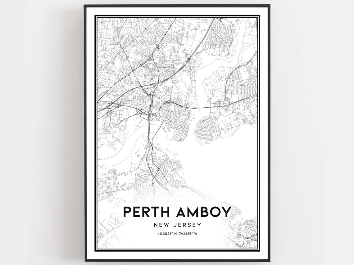 Perth Amboy Map Print, New Jersey Street Decor