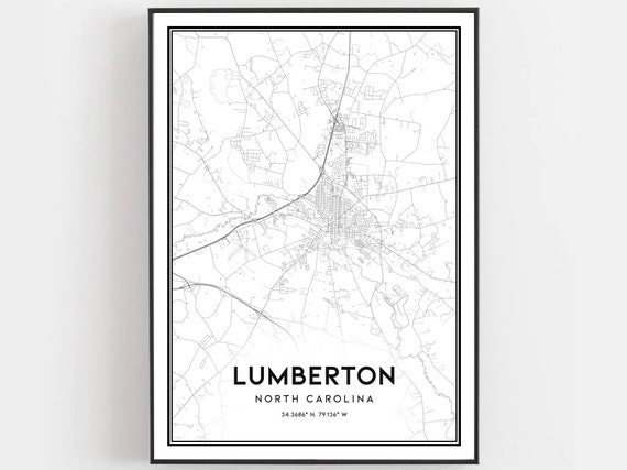 Lumberton Map Print Poster Wall Art Nc City North Carolina Street Decor Road Gift