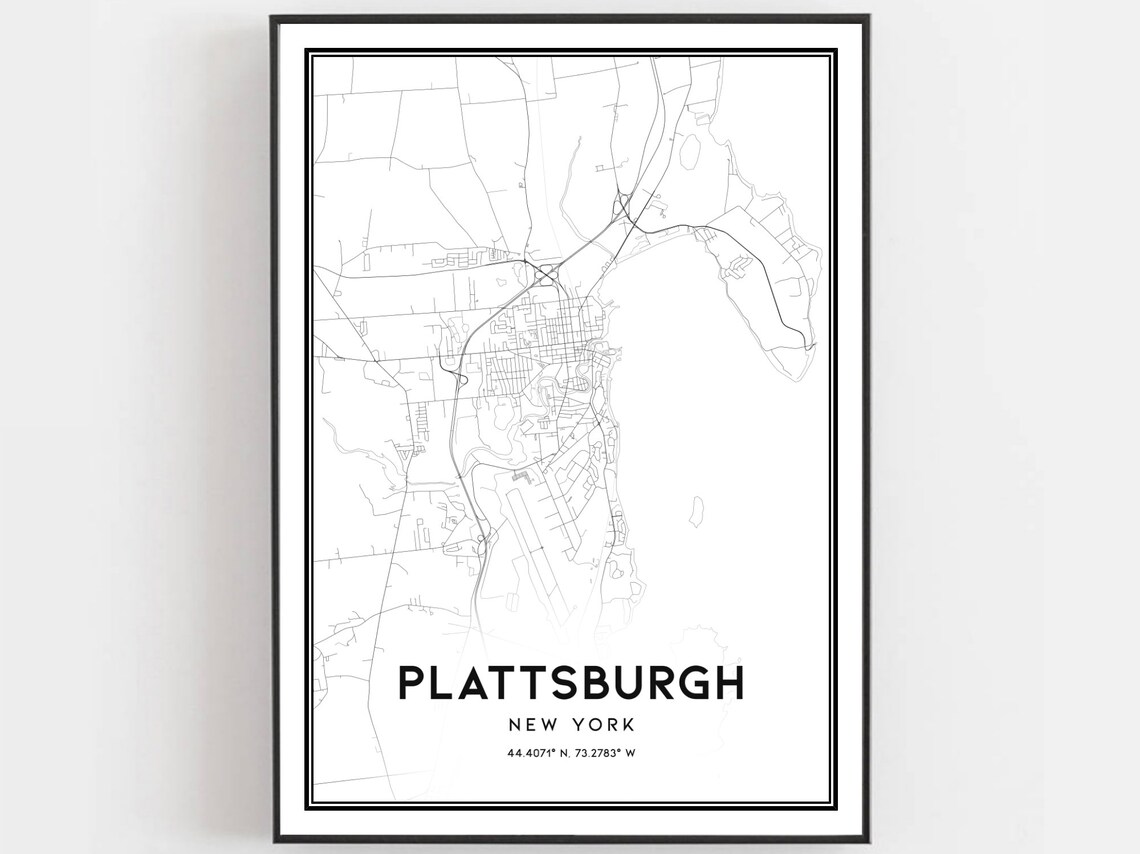 Plattsburgh Map Print Poster, New York Travel Map