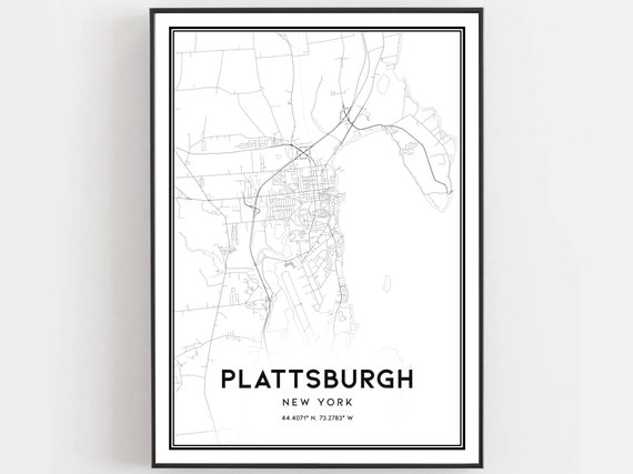Plattsburgh Map Print Poster, New York Travel Map
