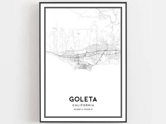 Goleta Map Poster Print, City Street Decor