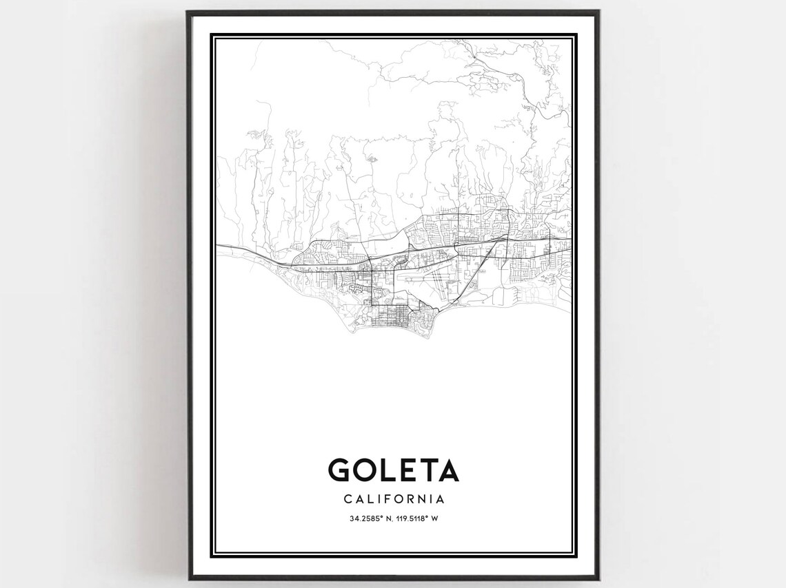 Goleta Map Poster Print, City Street Decor