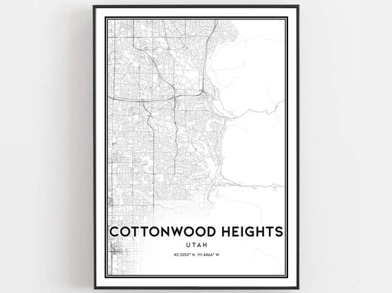 Cottonwood Heights Map Print, Utah Street Decor