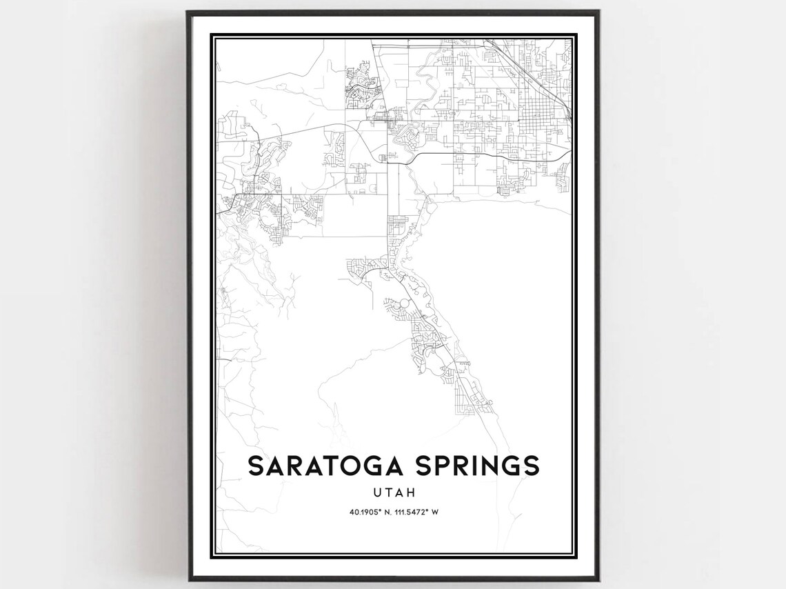 Saratoga Springs Map Poster, Utah Street Decor