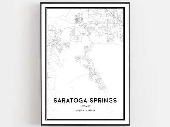 Saratoga Springs Map Poster, Utah Street Decor
