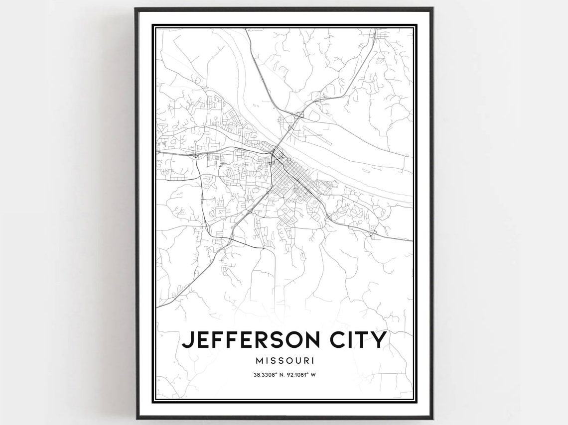 Jefferson City Missouri Minimalist Street Map Line Art Gift Poster