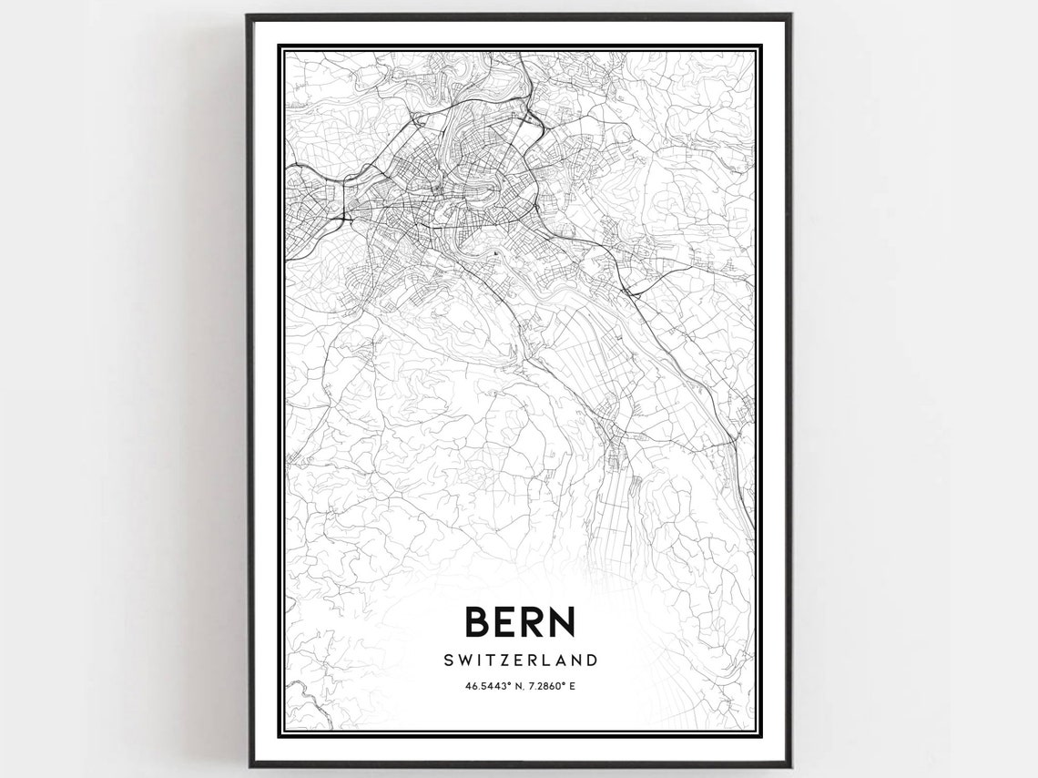 Bern City Map Print Switzerland Street Art