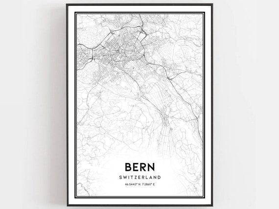 Bern City Map Print Switzerland Street Art