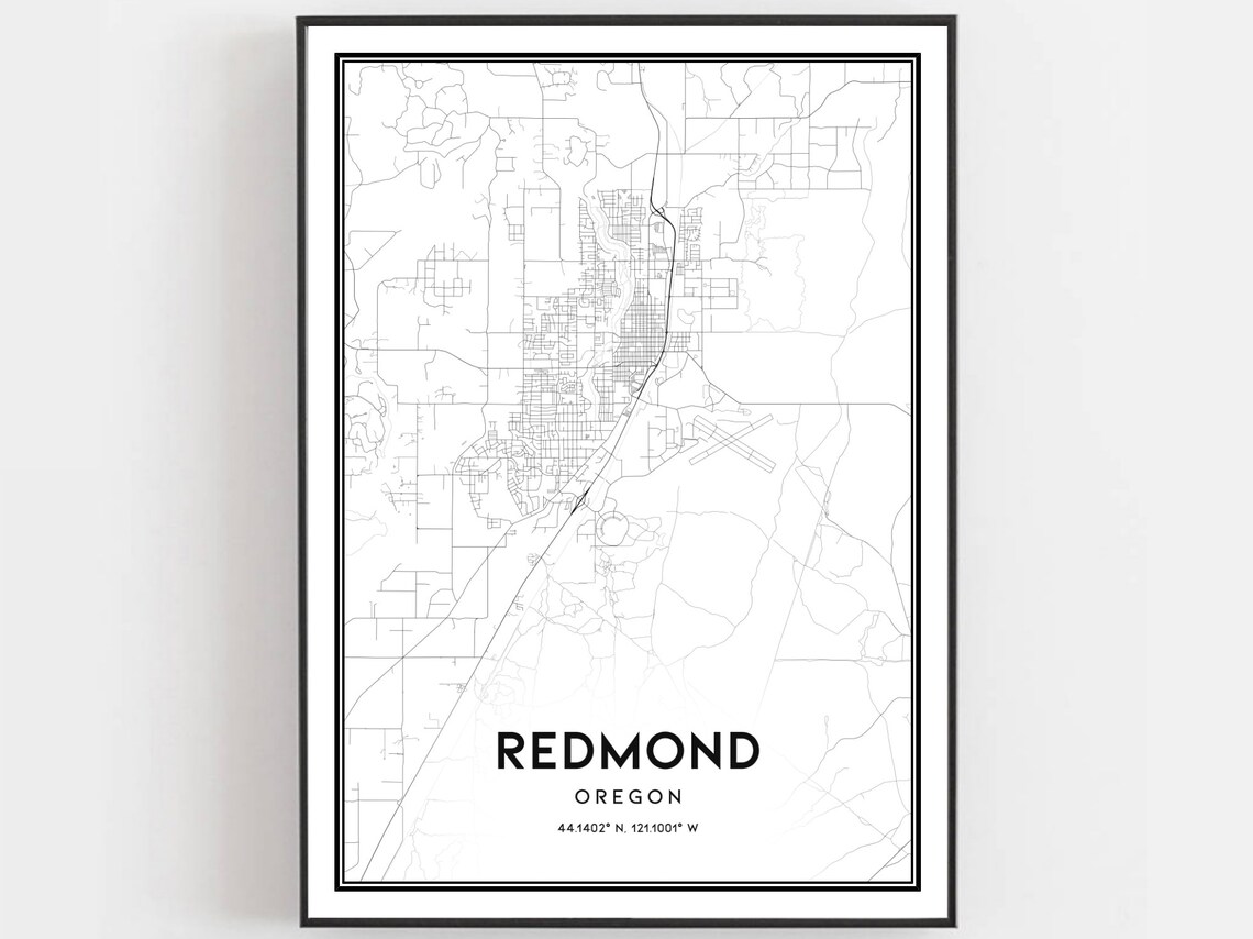 Redmond Map Poster Print, Oregon City Street Decor