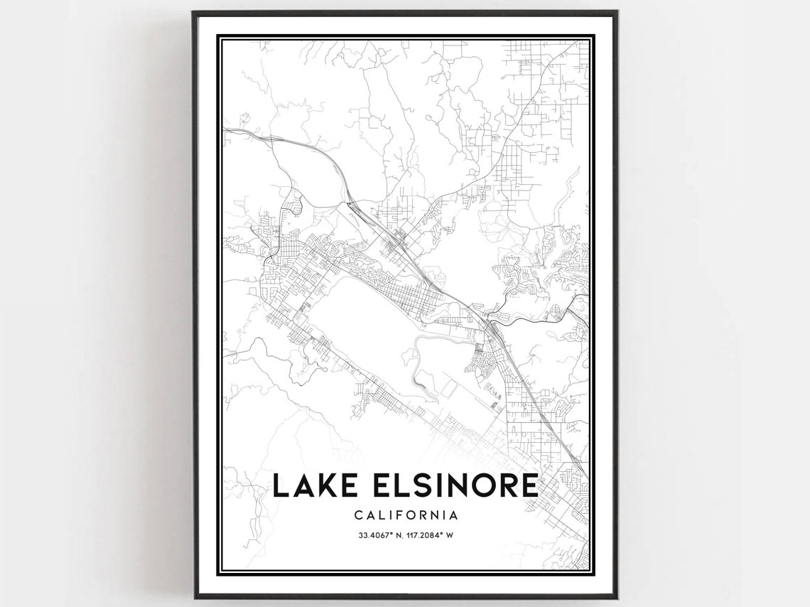 Lake Elsinore California Minimal City Lake Map Coordinates Poster