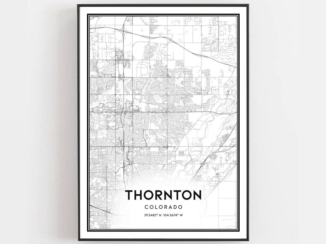 Thornton Colorado Modern City Street Map Wall Art Home Decor