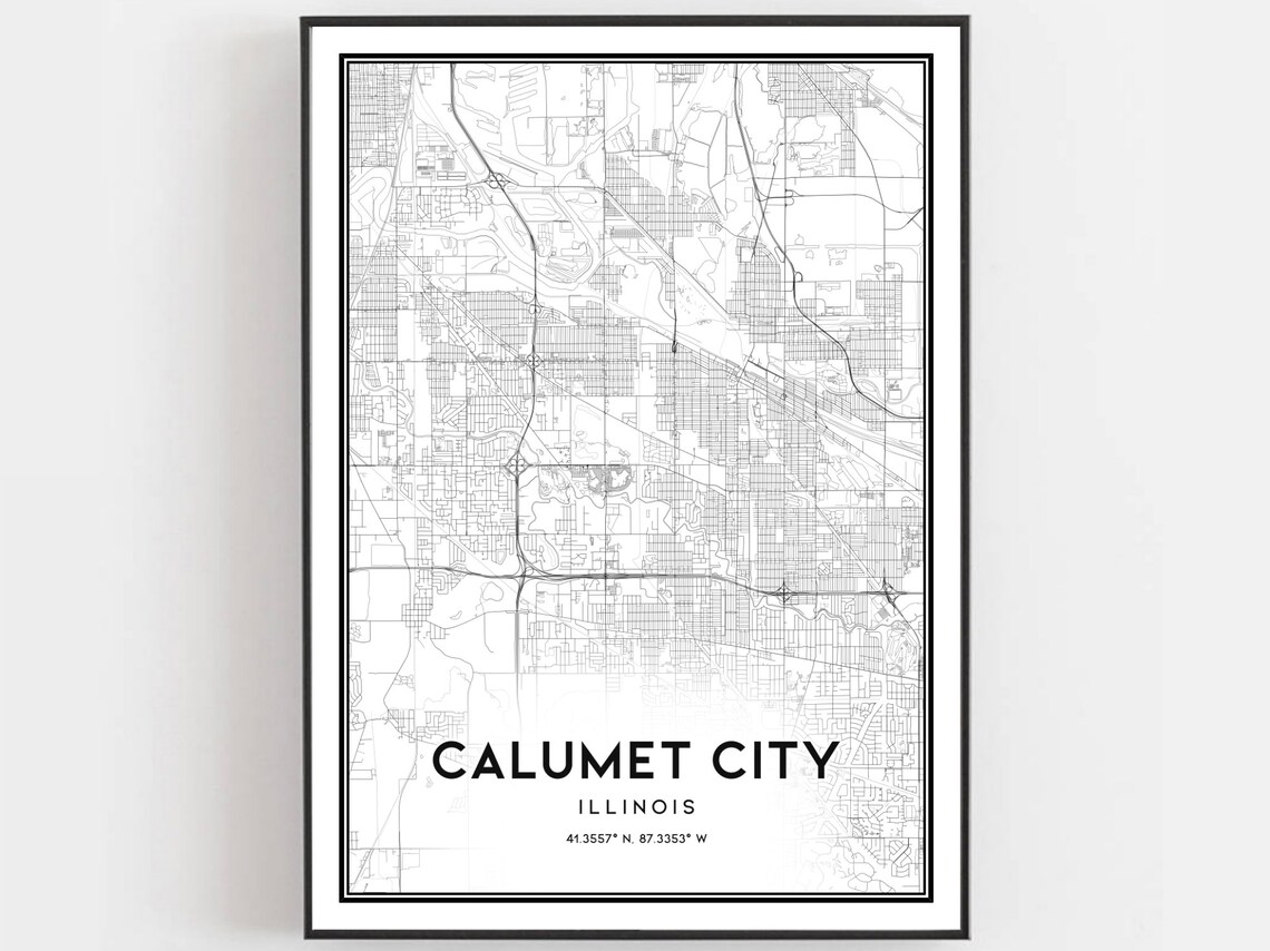 Calumet City Illinois Street Map City Map Art Minimalist Poster
