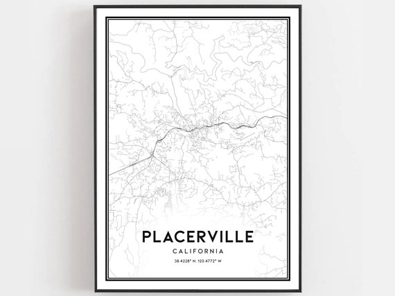 Placerville Map Print, City Street Decor