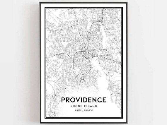 Providence Map Poster, Rhode Island Street Decor