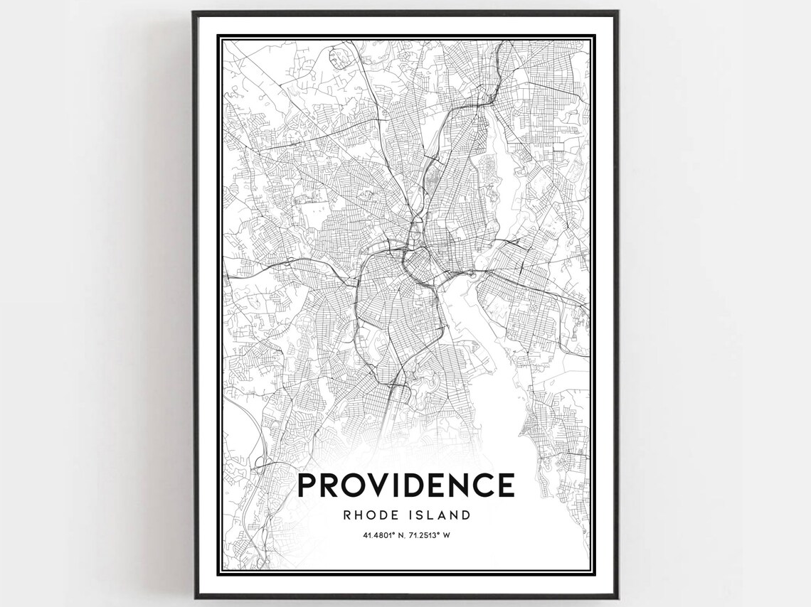 Providence Map Poster, Rhode Island Street Decor