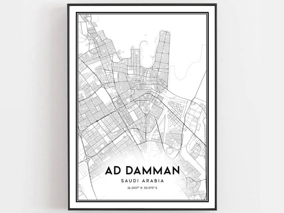 Ad Damman Map Print Poster Wall Art City Street Decor Road Gift B149