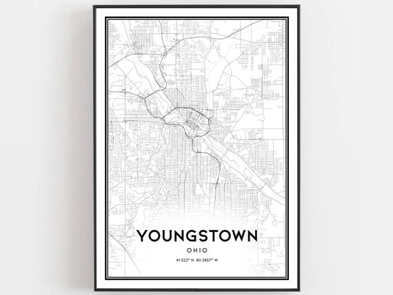 Youngstown Map Print, Ohio Street Decor Gift