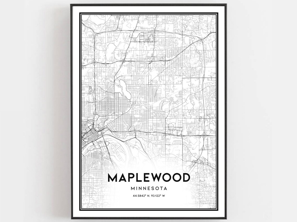 Maplewood Map Poster, Minnesota Street Decor