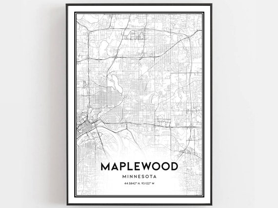 Maplewood Map Poster, Minnesota Street Decor