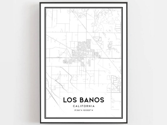 Los Banos Map Print Poster Wall Art Ca City Street Decor Road Gift B1673
