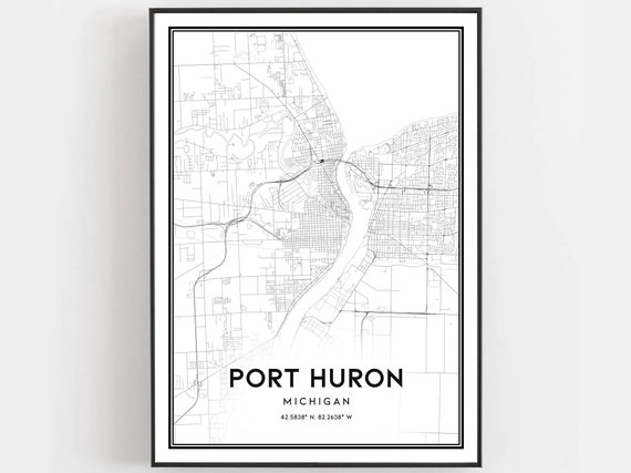 Port Huron Map Poster, Michigan Street Decor
