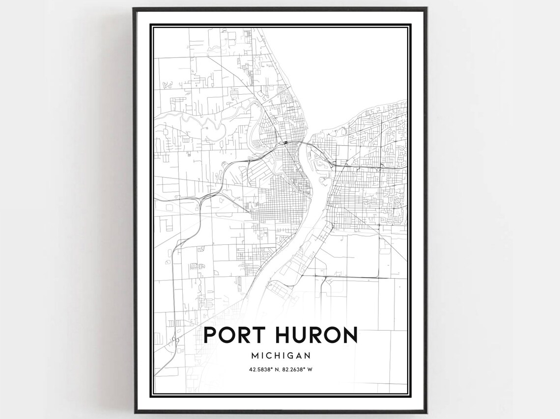 Port Huron Map Poster, Michigan Street Decor
