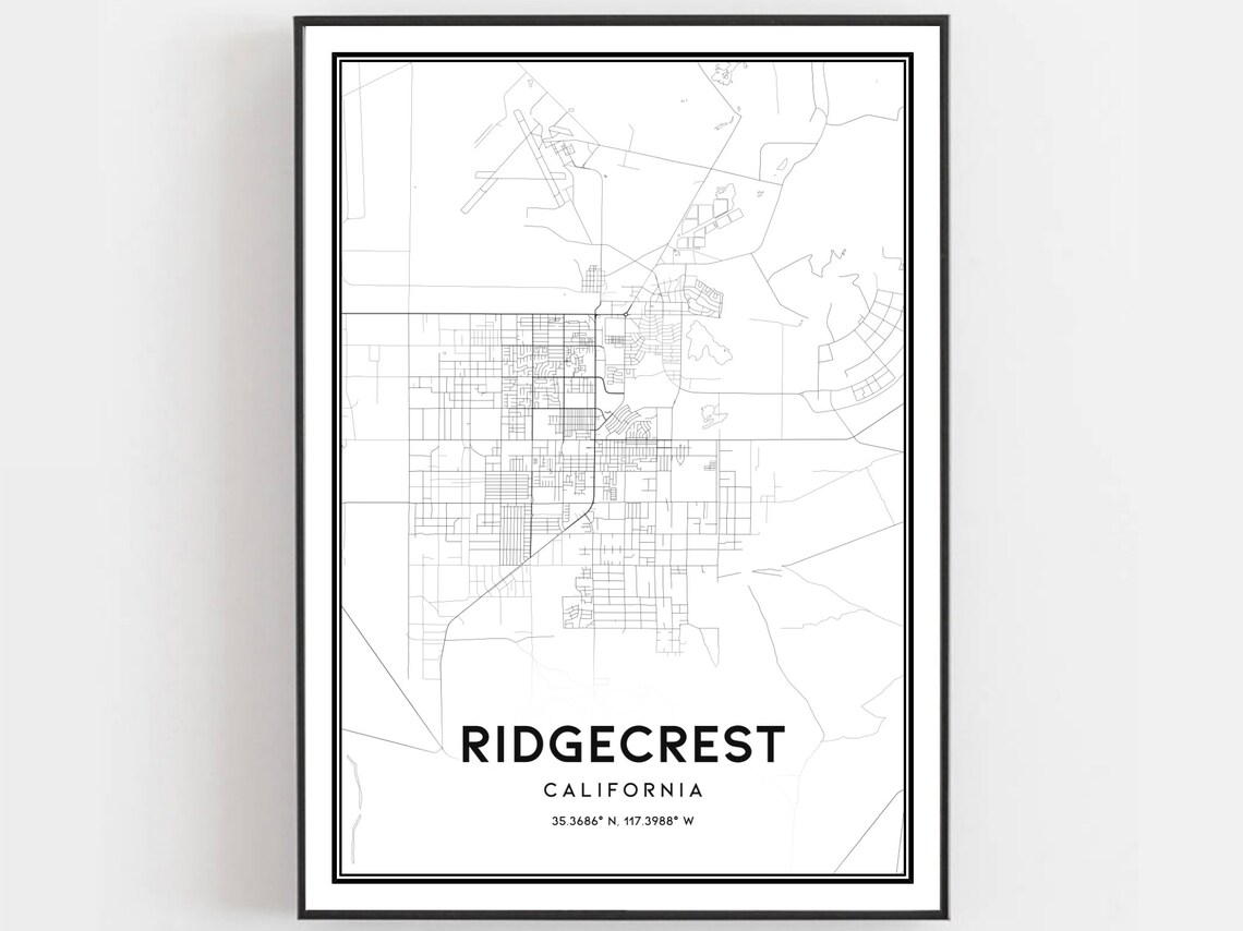 Ridgecrest California Minimalist City Street Map Line Art Poster