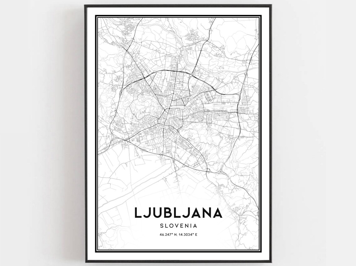 Ljubljana Map Poster Print, City Street Decor