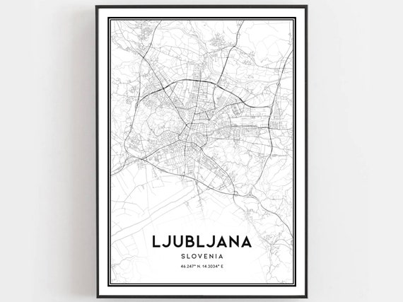 Ljubljana Map Poster Print, City Street Decor