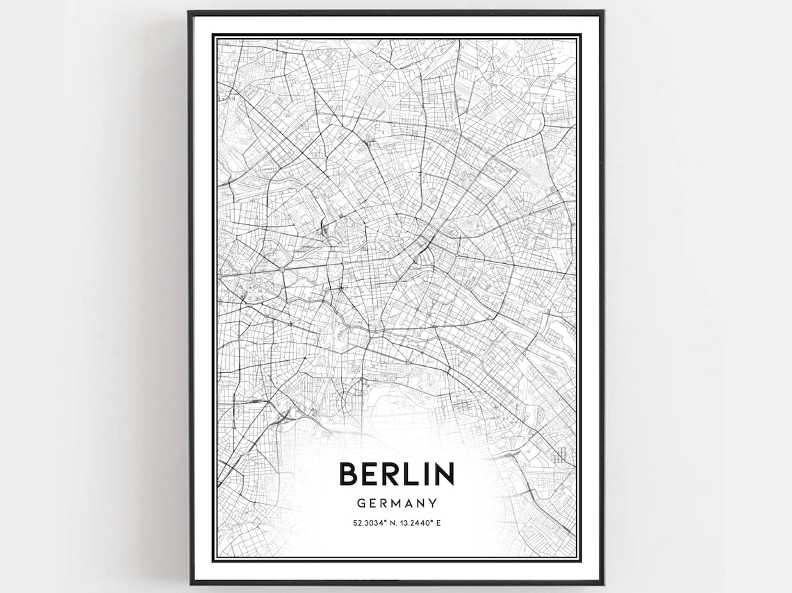 Berlin Map Poster, City Street Decor Gift