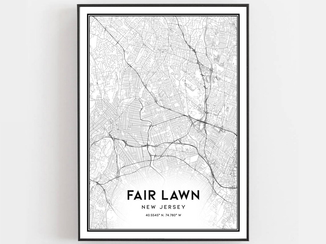 Fair Lawn New Jersey Minimalist City Map Street Grid Wall Poster