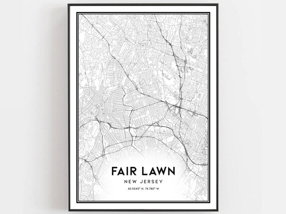 Fair Lawn New Jersey Minimalist City Map Street Grid Wall Poster