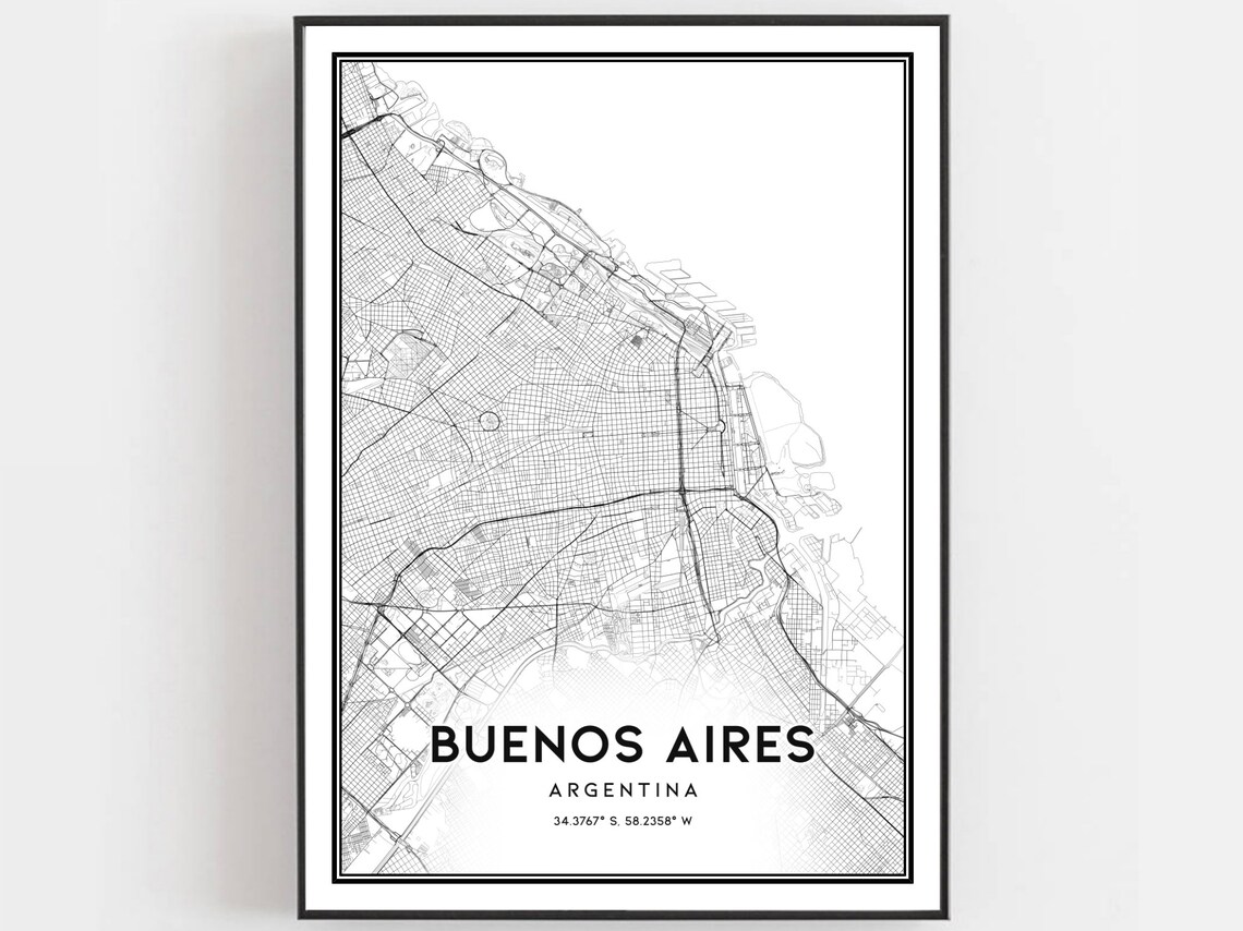 Buenos Aires Argentina City Street Map Black And White Art Poster
