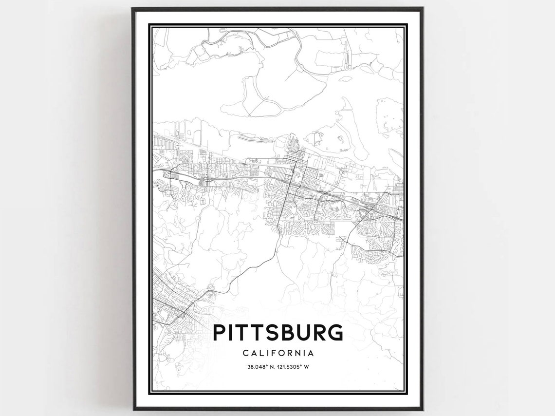 Pittsburg Map Print Poster Wall Art Ca City Street Decor Road Gift B1100
