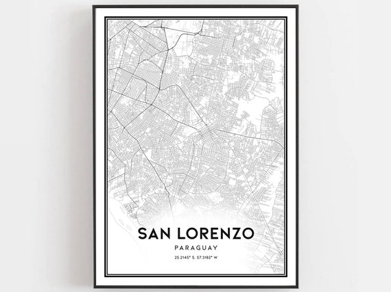 San Lorenzo Map Print Poster Wall Art City Street Decor Road Gift B387