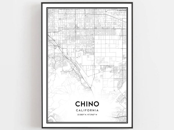 Chino Map Print Poster Wall Art Ca City Street Decor Road Gift B952