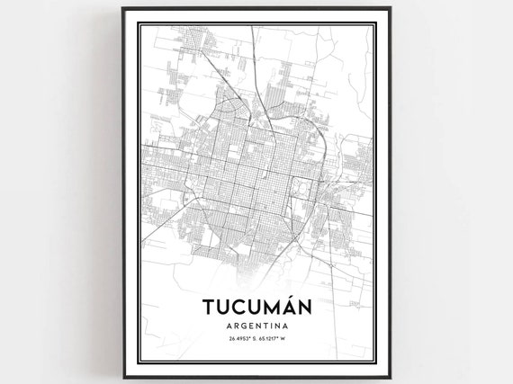 Tucumn Map Print Poster Wall Art City Street Decor Road Gift B305