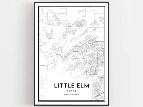 Little Elm Map Print Poster Wall Art Tx City Texas Street Decor Road Gift B1543