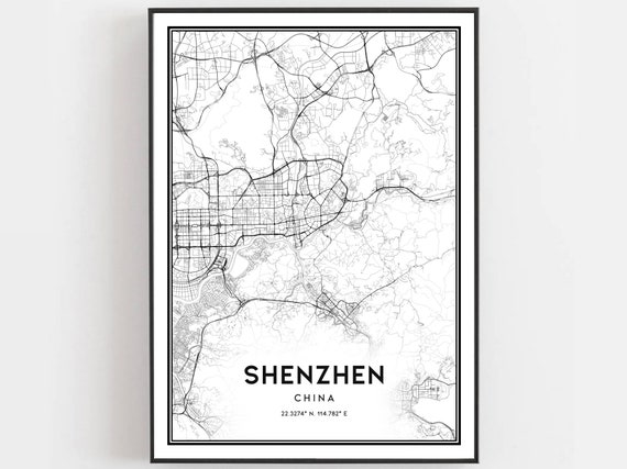 Shenzhen Map Poster Print, City Street Decor