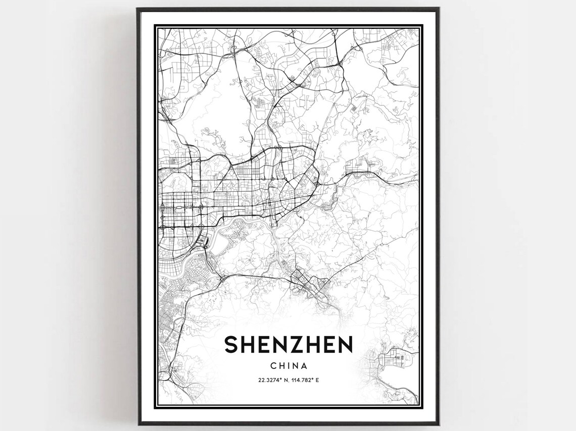 Shenzhen Map Poster Print, City Street Decor