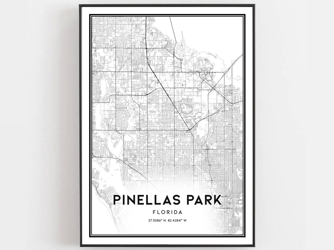 Pinellas Park Map Poster Print, Florida Street Decor